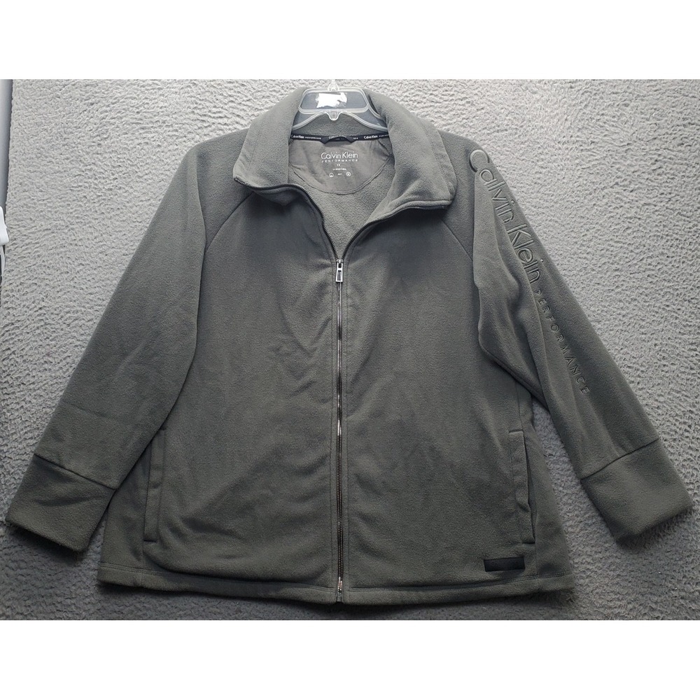 Calvin Klein Golf Performance Dry Fleece Jacket Mens 1X Gray Mock Neck Full Zip